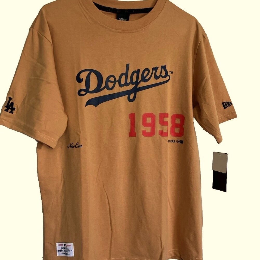 MLB Men's Los Angeles Dodgers 1958 Adult T Shirt Medium Light Orange Color - NWT